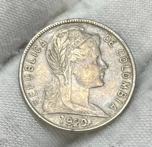 1920/0 Overdate Colombia 5 Centavos Coin Great Condition RARE High Value - Picture 1 of 10