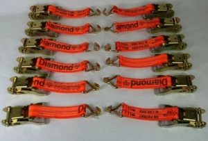 2” Ratchet with Orange Diamond Weave Webbing and Double J Wire Hook (12 Pack) - Picture 1 of 2