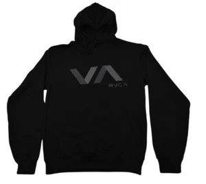 Rvca VA Finish Pullover Black Discounted Men's Hooded Sweatshirt - Picture 1 of 3