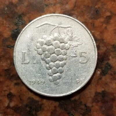 1949 ITALY 5 LIRE COIN - #B2820 - Image 1 of 2