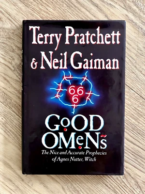 SIGNED DOODLED Neil Gaiman Terry Pratchett GOOD OMENS  - Gollancz 1st / 1st HBDJ - Image 1 of 4