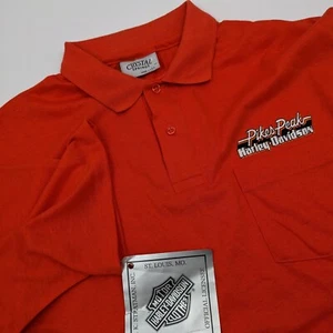 Vintage Harley-Davidson Crystal Springs Men's 2XL Orange Pikes Peak Polo Shirt - Picture 1 of 10