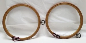 Lot of 2 Flexi-Hoop Woodgrain 8" Multipurpose Frame Needlework Craft Projects - Picture 1 of 8