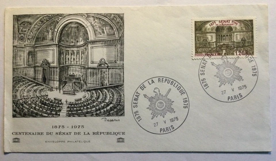 Timbre de FRANCE     N° 1843 " Le sénat de la république" 1975 - Photo 1/1