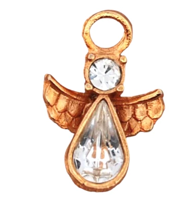 Vintage Guardian Angel Crystal Brooch Lapel Pin w/ Wings & Halo - Image 1 of 4