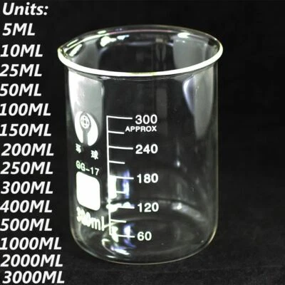 5ML-150ML Chemistry Laboratory Glassware Beaker Beaker Borosilicate Measuring - Image 1 of 4