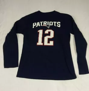 Patriots Tom Brady Team Apparel Football Long Sleeve T-Shirt Jersey Large 14/16 - Picture 1 of 7