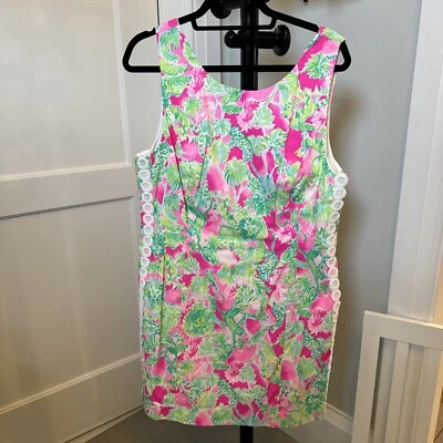Vestido Lilly Pulitzer Gabby Raz Berry Catty Shack Detalle de Encaje Talla 16 Nuevo sin Etiquetas Foto 1 de 4