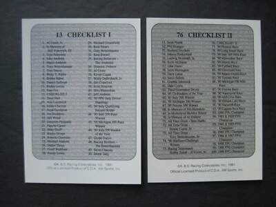 INDY 500 AUTO RACING CARDS Your Pick AW Sports 1991 Al Unser Sullivan Andretti - Image 1 of 4