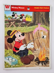 Whitman Mickey Mouse Tray Puzzle Walt Disney Cartoon Summer Campout Smores 4510G - Picture 1 of 9