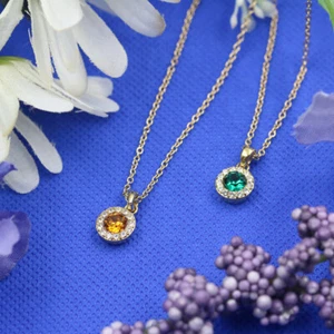 Round birthstone necklace gold-plated by controse - Picture 1 of 19