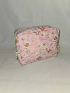 Rilakkuma Heart Bath Time Pastel Pink Gold Zipper Zip PouchMakeup Bag By San-X - Picture 1 of 8