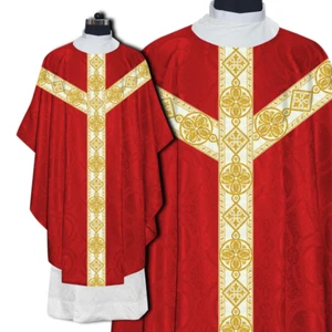 Gothic Chasuble with White Braided Orphrey – Liturgical Church Vestment - Picture 1 of 10