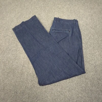 Ralph Lauren Pantalones Mujer 2 Azul Chino Pierna Recta Bolsillos Denim Pantalones Talla 2 Foto 1 de 4