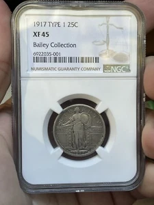 1917-P STANDING LIBERTY 🇺🇸 QUARTER TYPE 1 25c COIN NGC XF45 T1 Extra Fine 90% - Picture 1 of 5