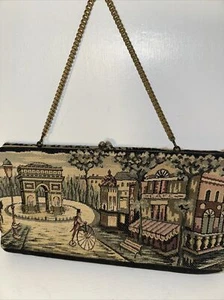 Vintage La Marquise Tapestry Clutch Handbag Purse Evening Bag Snap Wear Corners - Picture 1 of 6