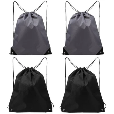 4 Pcs Large Capacity Drawstring Bags Polyester Cloth Backpacks for Sports School - Image 1 of 4