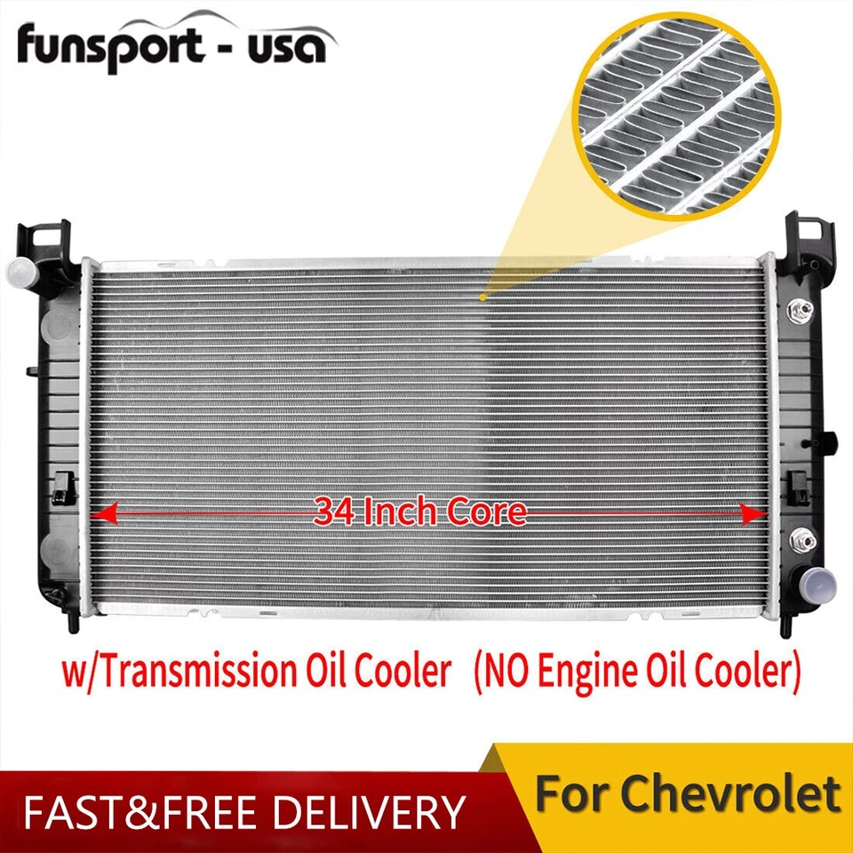 34'' Radiator for Chevy Silverado 1500 GMC Yukon Cadillac Escalade 4.8 5.3L 6.0L - Image 1 of 4