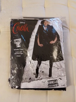 Mujer PEQUEÑA 2-4 Disney Cruella 2 Piezas Disfraz Chaqueta con Capa Gargantilla Negra Foto 1 de 4