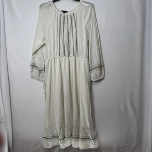 Banana Republic abito contadino donna XL bianco sporco ricamato orlo balza nuovo - Foto 1 di 11
