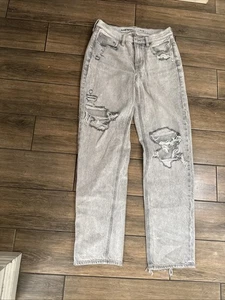 American Eagle Jeans Damen Größe 4 90er gerade grau Denim distressed Y2K - Bild 1 von 8