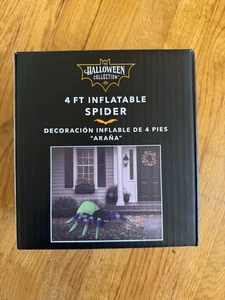 NEW The Halloween Collection 4ft Inflatable Spider w/ LED Lights Green/ Purple - Picture 1 of 5