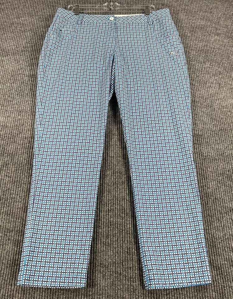 Pantalones de golf Puma para mujer 14 azules blancos geométricos elásticos pantalones de rendimiento Foto 1 de 4