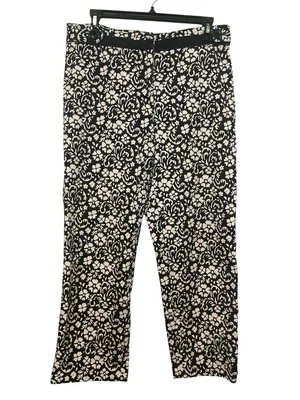 Pantalones capri OSCAR Oscar de la Renta para mujer talla 8 florales negros blancos Foto 1 de 4