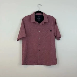 Spyder Red Casual Button Down Shirt Short Sleeve Tech Fabric Size Medium - Picture 1 of 4