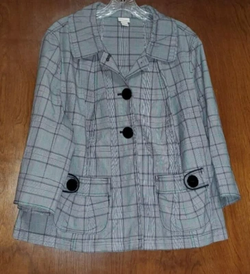 Женская куртка Venezia 16 серая клетчатая с карманами на пуговицах рукав 3/4 воротник - Изображение 1 из 2