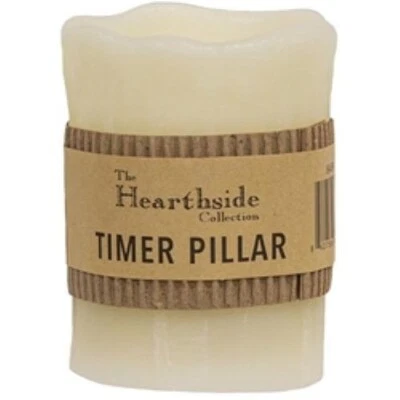 White Drip Pillar Candle Timer LED 4 x 3 Country Cottage Farmhouse Creamy CWI - Image 1 of 4