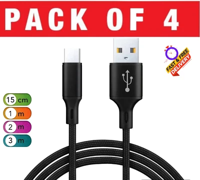 USB-C Fast Charger Charging Cable For Samsung Galaxy S10/S20 S22 Plus 1M 4Pack - Image 1 of 4