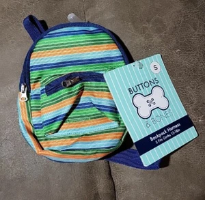 New Buttons & Bones Backpack Harness Size S Blue Mulit color stripes 13 18 in. - Picture 1 of 1