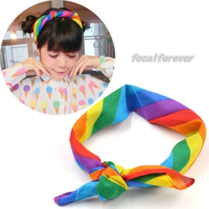 Women Rainbow Turban Twist Knot Head Wrap Headband Cotton Fashion Hair Accessory - Picture 1 of 6