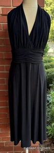 Jones New York Woman Black Party Dress 16 Sleeveless Stretchy Knit Slim Waist - Picture 1 of 10
