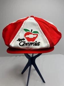 Vtg Retro Red & White Candy Stripe Snapback Newspaper Cabbie Hat OSFA - Picture 1 of 5
