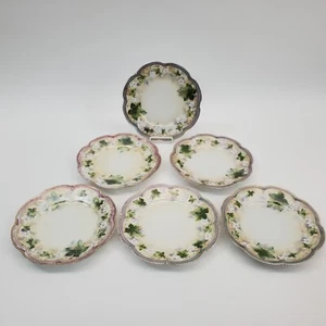 6x Antique R.S. Prussia Gold Gilded Porcelain Cake Plate 8" Floral Red Marked - Picture 1 of 24