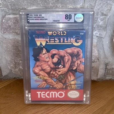 New NES Tecmo World Wrestling 1990 Factory Sealed VGA 80 Silver H-Seam Graded - Image 1 of 4