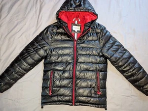 Cole Haan Jacket Men Small Black Signature Puffer Quilted Coat Faux Leather - Picture 1 of 14