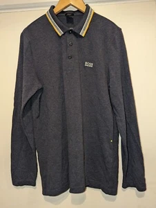 BOSS HUGO BOSS GENTS DARK GREY POLO SHIRT SIZE XL LONG SLEEVES REGULAR FIT - Picture 1 of 4