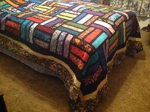 King Stained Glass Rail Fence Quilt - Picture 1 of 7