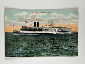 1909 Steamer COMMONWEALTH - Boston MA Postmark - Vintage Ship Postcard - Picture 1 of 3