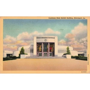 Vintage Louisiana State Exhibit Building Shreveport LA Postkarte 1942 verschickt - Bild 1 von 2