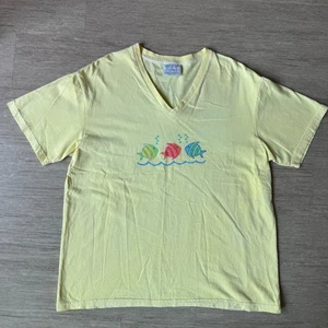 Vintage Fresh Produce Women’s Tee Shirt Fish Logo M Oversized Boxy Yellow Y2K - Picture 1 of 5