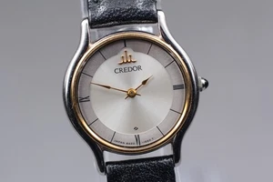 18K Gold [fast neuwertig] Seiko Credor 8420-0150 23mm silbernes Zifferblatt Quarz Damenuhr - Bild 1 von 11