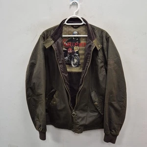 Barbour X Steve McQueen Windcheater Wax Waterproof Green Biker Jacket Size Large - Picture 1 of 15