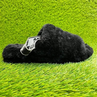 UGG Fluff Yeah женщин размер 11 черный повседневный комфорт поскользнуться на тапочки туфли - Изображение 1 из 4
