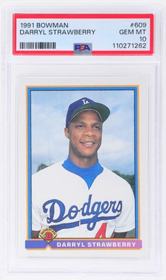 1991 Bowman Darryl Strawberry #609 PSA 10 - Image 1 of 2