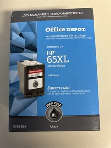 Cartucho de tinta Office Depot nuevo/sellado comparado con HP 65XL negro - Imagen 1 de 5