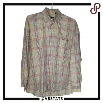 Top Burberry amarillo/tostado/púrpura a cuadros manga larga con botones en talla grande Foto 1 de 4